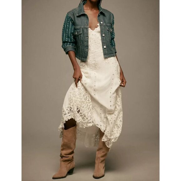 Pilcro Crafted-Sleeve Denim Jacket XS - Picture 3 of 4